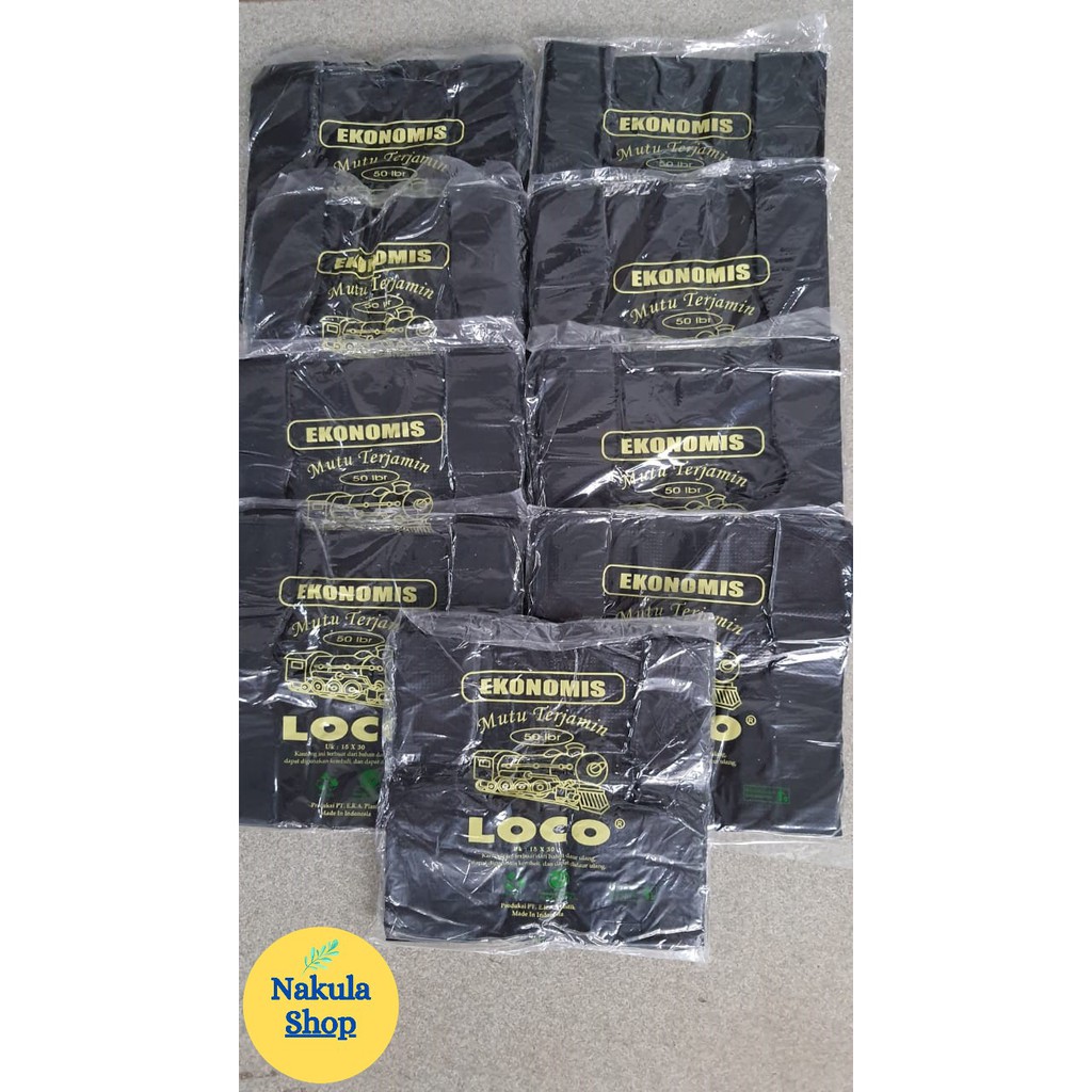 Kantong Plastik Kresek Loco Ekonomis 15 x 30 Hitam isi 50 lembar