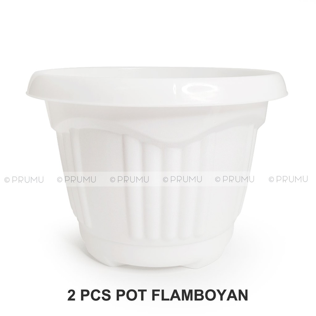 2 Pot Bunga 20 cm - Pot Tanaman - Pot Plastik - Pot Buah -  Tabulampot - Flamboyan 20