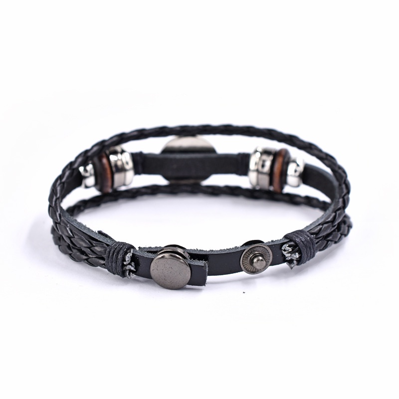Gelang Tangan Kulit Kepang Multi Layer Hias Manikmanik Yin Yang Religius Untuk Wanita