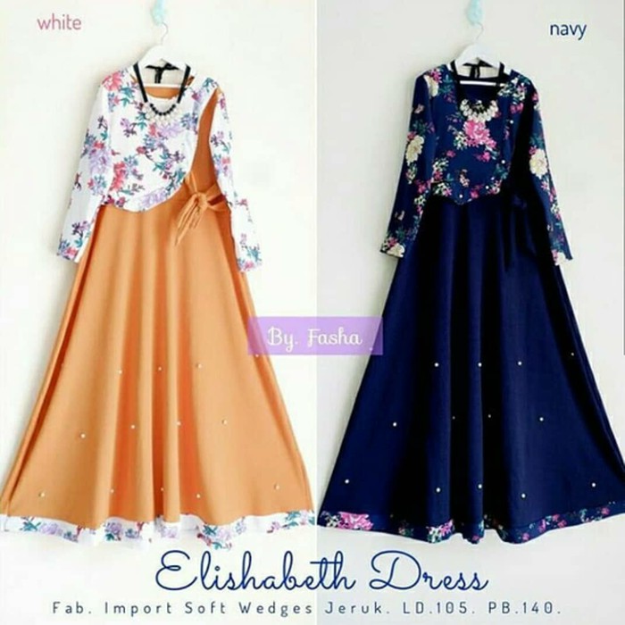 ELISHABETH DRESS | GAMIS MOTIF BUNGA | BAJU DRESS MUSLIM