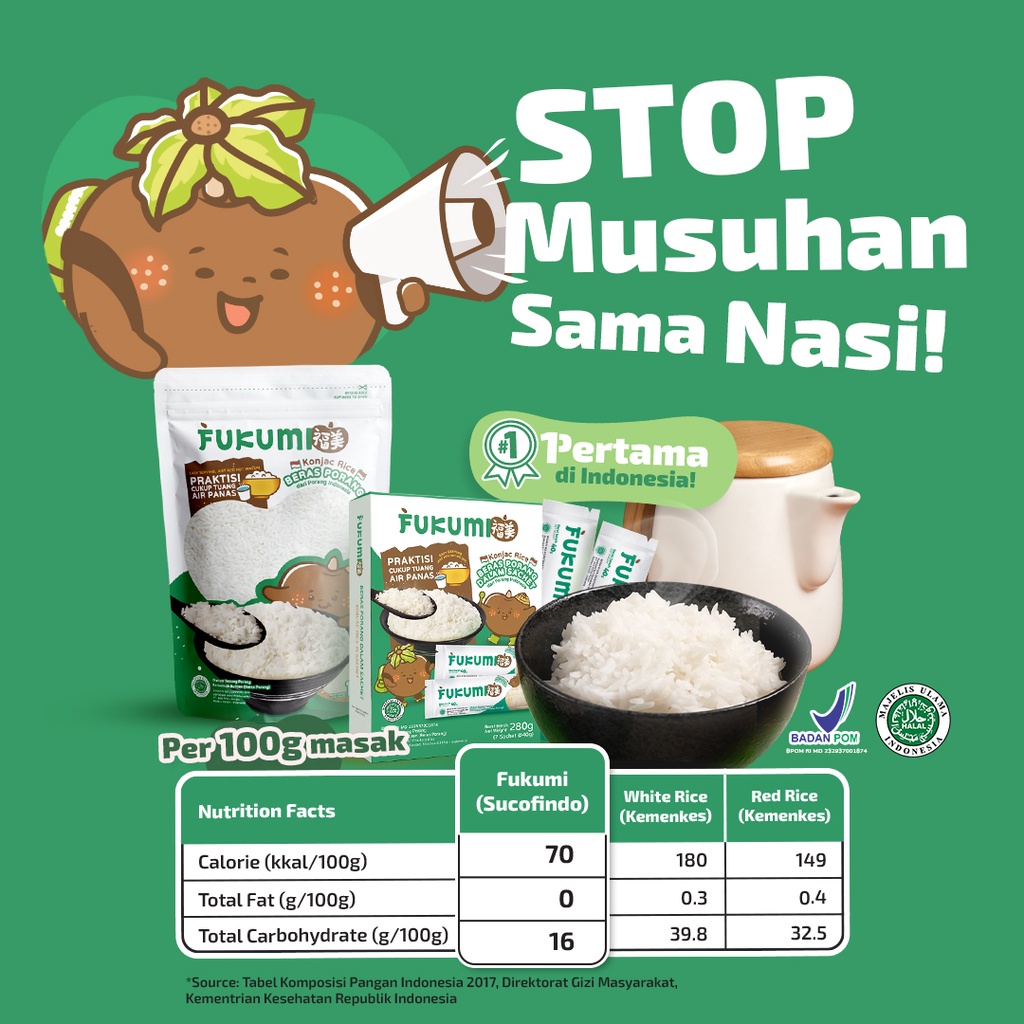 Fukumi Beras Porang Pouch 1 Kg Nasi Shirataki Konjac Rice Diet Sehat