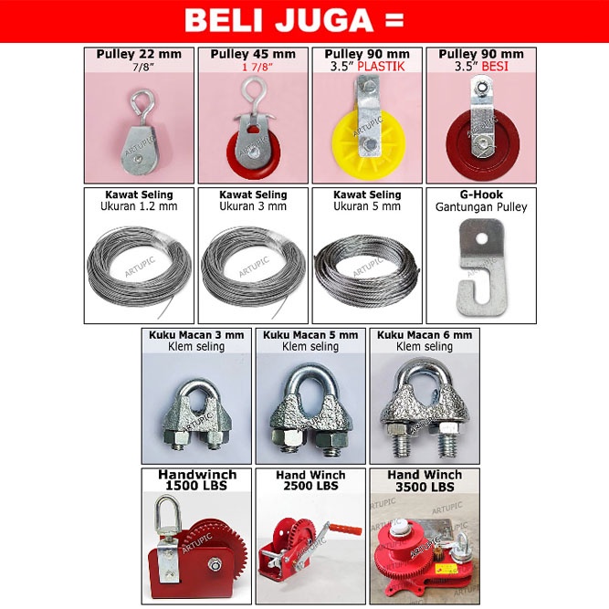 Hand Winch 1200 LBS Handwinch Katrol Kerekan Tangan Pengatur Jalur Nipple Dan Sebagainya