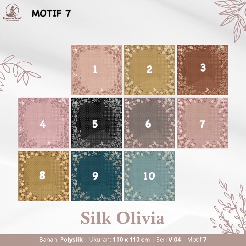 [PART 2] HIJAB SEGIEMPAT SILK OLIVIA MOTIF