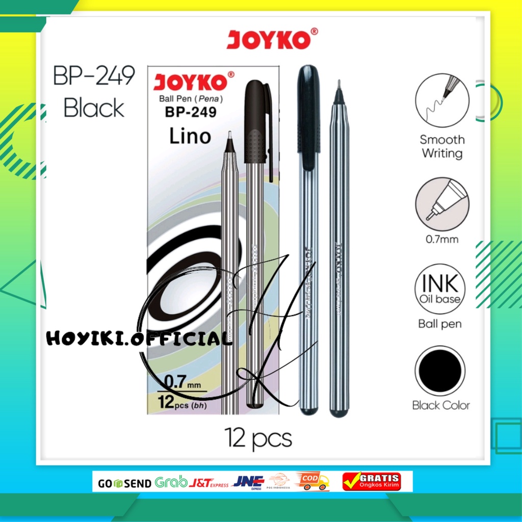 

JOYKO Ball Pen Pulpen Pena Joyko BP-249 1 Box 12 Pcs Lino 0.7 mm