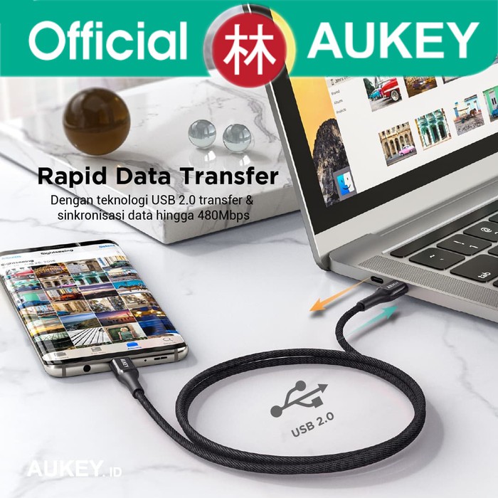 Aukey CB-AKC3 Data Cable USB-C To C Kevlar 1.2m