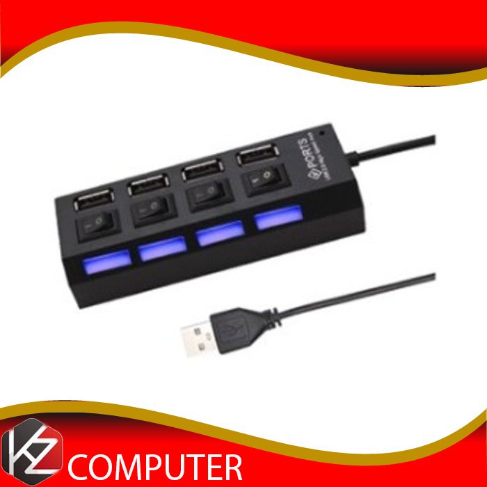 USB Hub 4 Port Output On Off Saklar Lampu USB 2.0 New