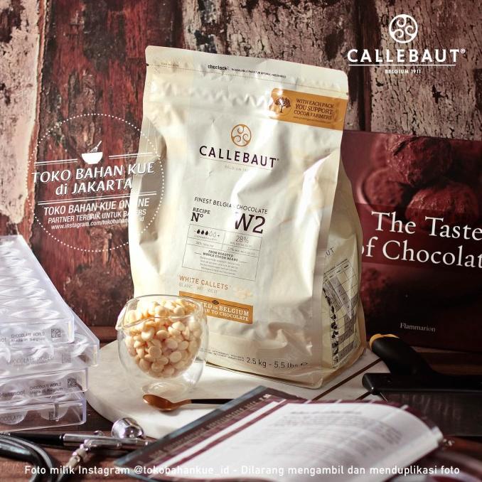 

Callebaut W2 500gr WHITE Couverture Chocolate 28% Cokelat Putih Coin BERMUTU Kode 1127