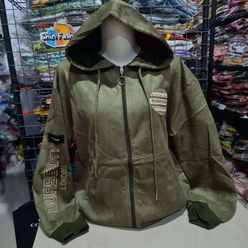 Jaket Suede Import Wanita Fashion XL Besar-Berylondon Army
