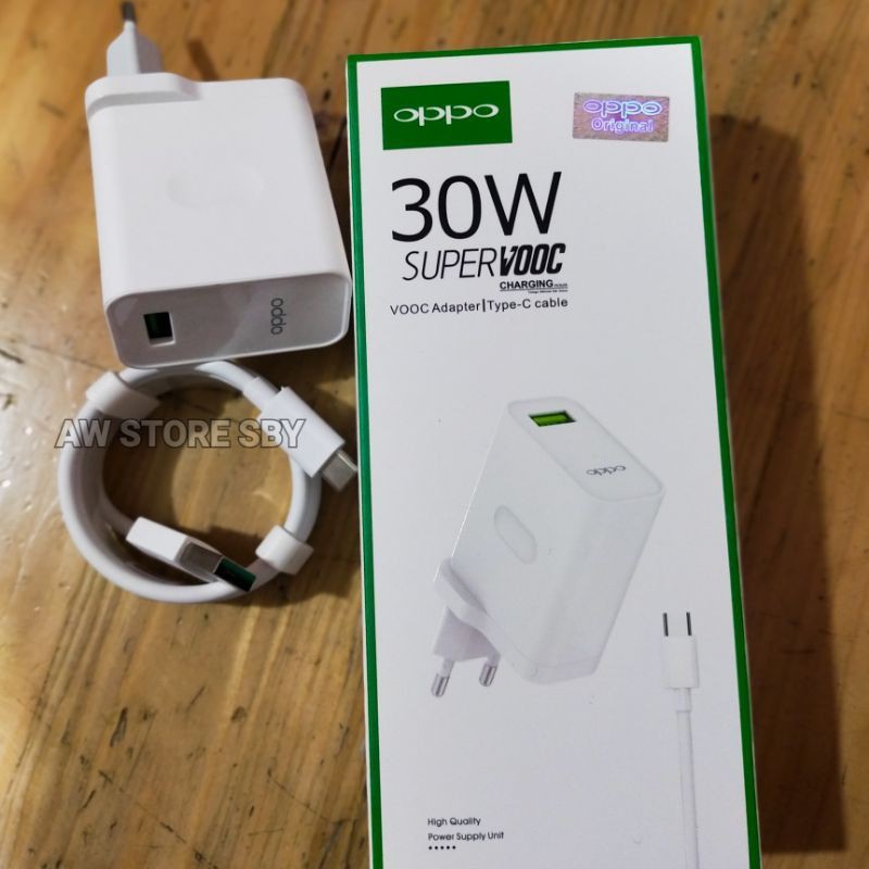 Original Charger oppo type c 30w Fast Charge oppo reno 3/ 2F/ Find X/A52/A53/A33/A92/A54/A9 2020