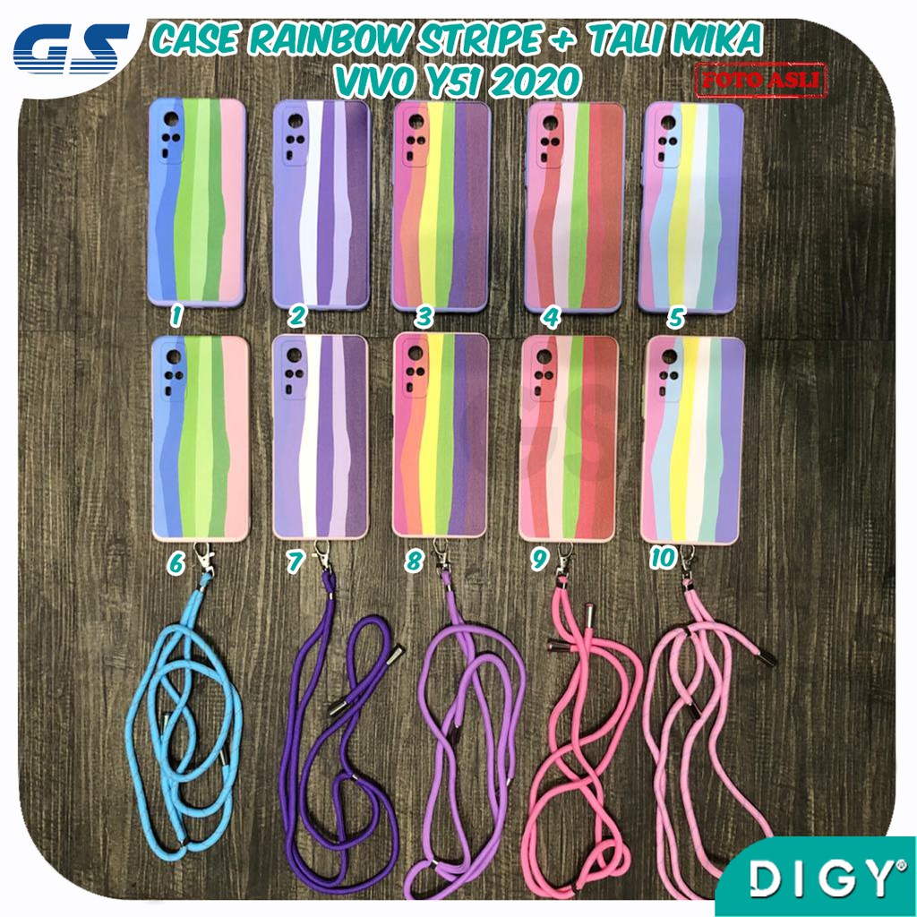 Softcase Tali Slingcase Lanyard Rainbow SAMSUNG A32 4G A02S M02S  OPPO A53  XIAOMI POCO M3 X3