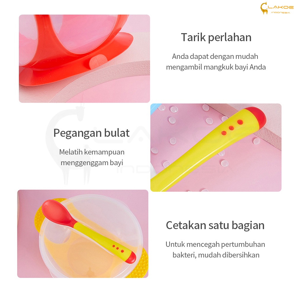 Mangkok sendok garpu bayi /alat makan bayi silikon anti tumpah