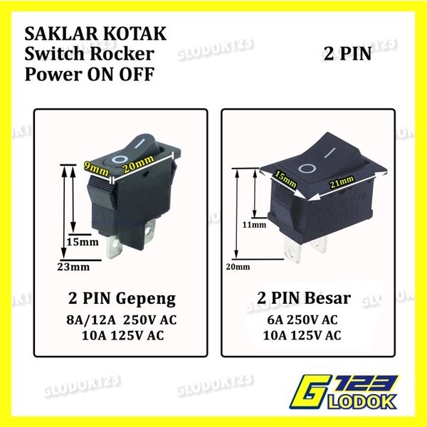 Saklar Power Switch Tombol ON OFF Mini Roker Rocker Besar 2 3 4 Pin.