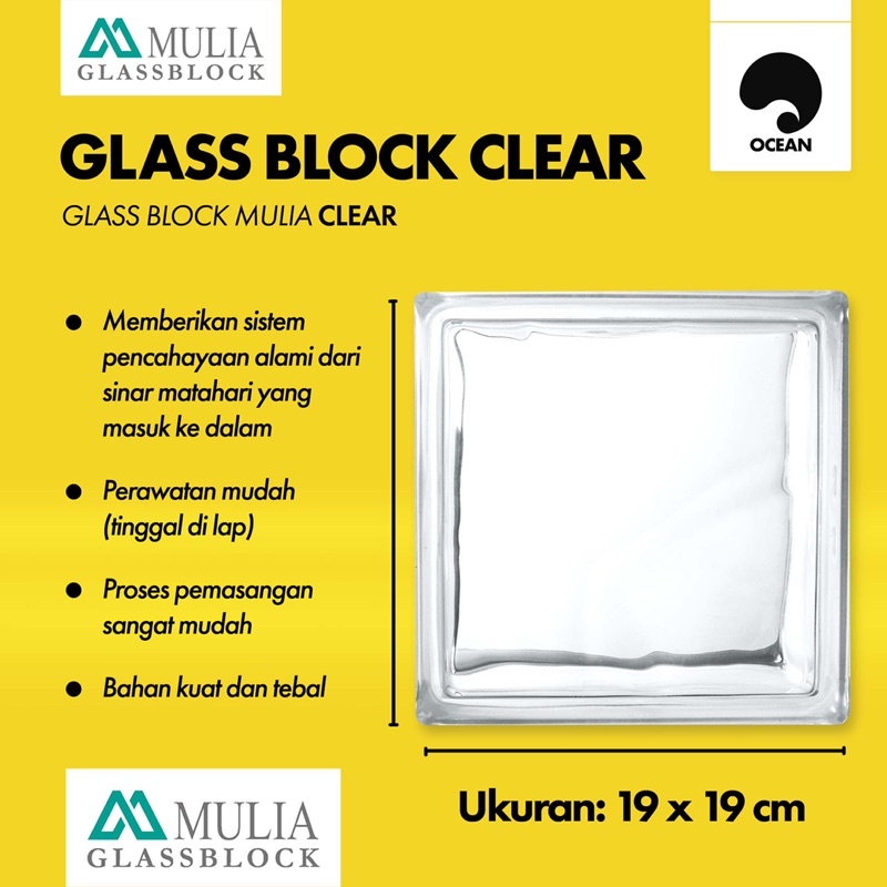 GLASS BLOCK DINDING MULIA / GLASS BLOK KACA RUMAH | CLEAR - 1 dus (6buah)