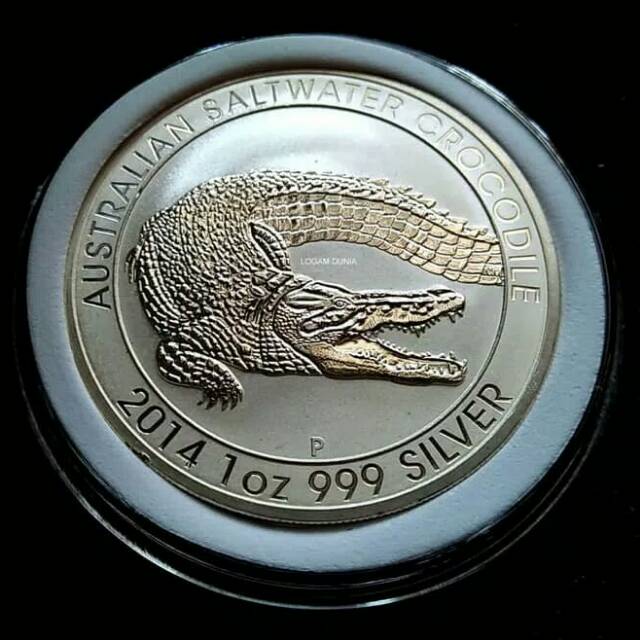 Koin Perak 2014 Australia Saltwater Crocodile 1oz Silver Coin