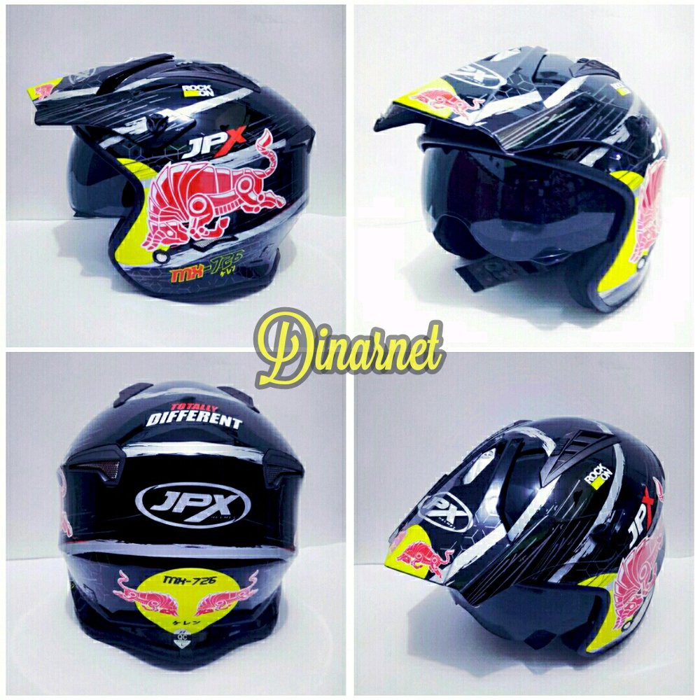 Jual Helm Semi Cross Jpx MX Trail Trabas Supermoto Bot Bull Super Black terlaris