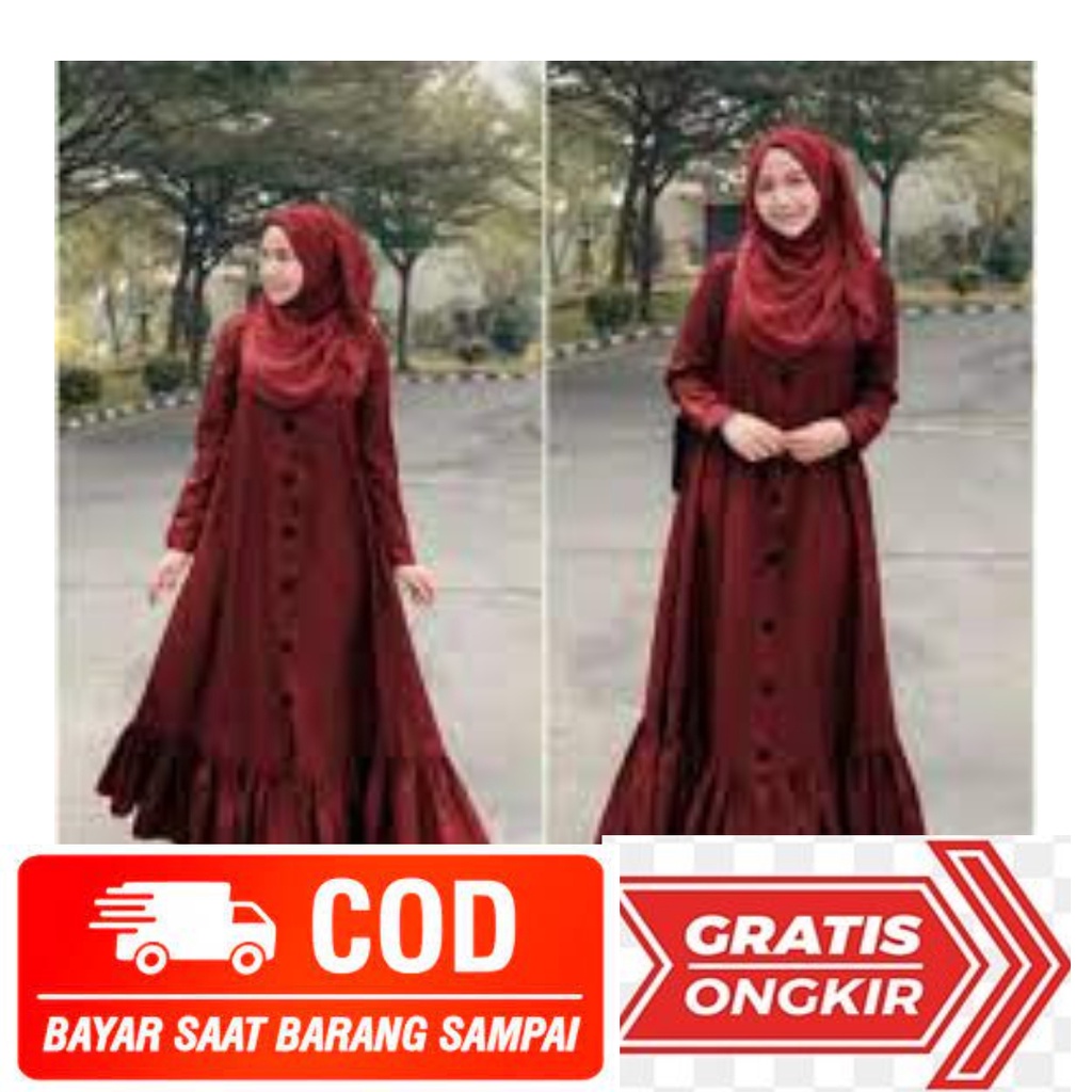 Dress Gamis Rempel Kancing Matt Katun Madina Original by Aghni J.N.F Official
