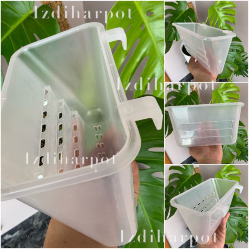 pot bunga tanaman plastik tempel pelangi bening transparan 22cm - nkt