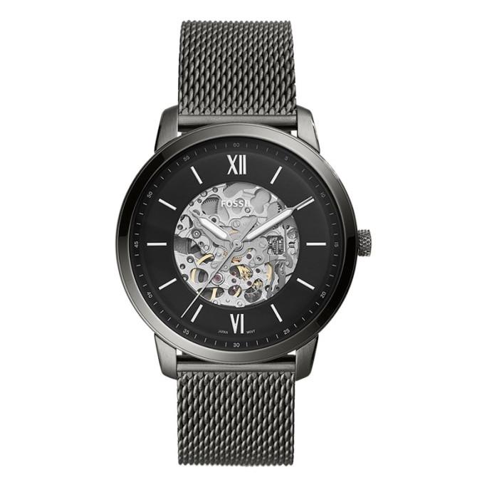 Jam Tangan Pria Fossil Neutra ME3185 Automatic Men Skeleton Dial Blac