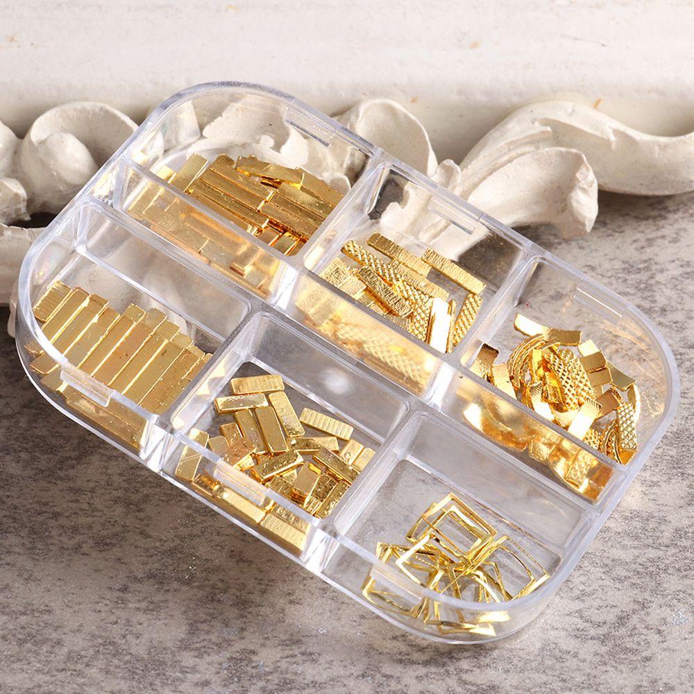 Solighter 6kisi Kuku Logam DIY Manicure Campuran 3D Glitter Perhiasan Nail Art Dekorasi