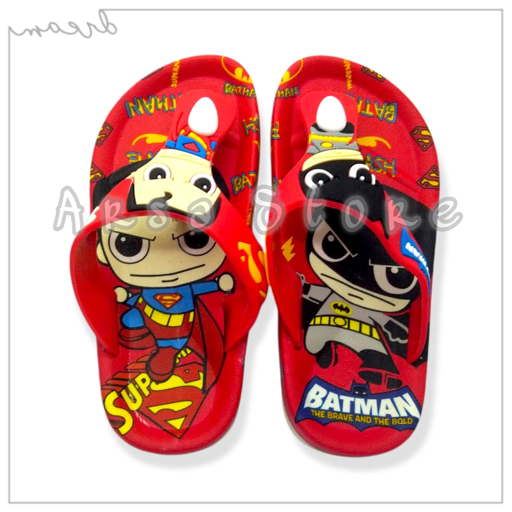 Sandal Jepit Karet Anak Laki Laki Import / Sendal Jelly Anak Cowok 2 - 4 thn Terbaru Motif Superhero