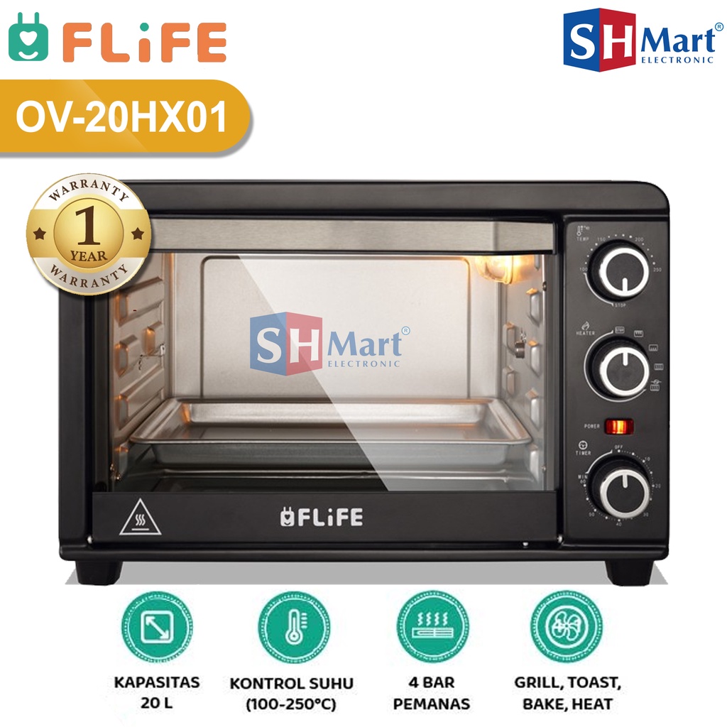 OVEN LISTRIK DIGITAL WITH AIR FRYER FLIFE KAPASITAS 20 LITER OV-20HX01P GARANSI RESMI (MEDAN)