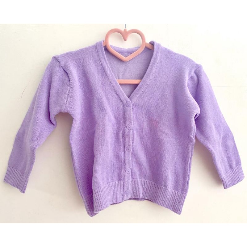 cardigan jaket anak ungu lilac rajut