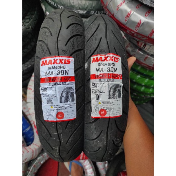 paketan 2 ban maxxis diamond 100/80+90/80.14 tubless free pentil all amtiv