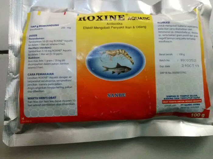 promo obat ikan roxine aquatik antibiotik endrofloxatin untuk hewan aquatik