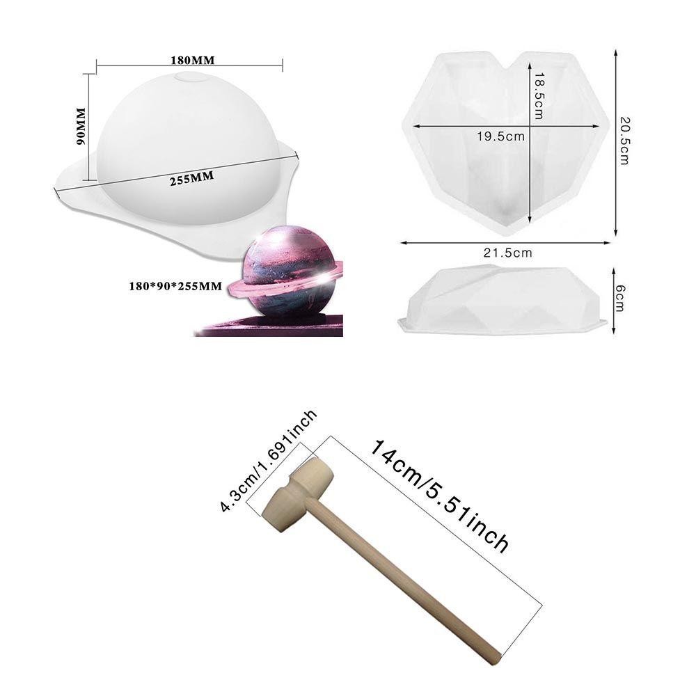 【 ELEGANT 】 Cetakan Silikon DIY Desserts/Candy Sabun Alat Dekorasi Pesta Bentuk Hati CavityDiamond Planet Baking Tools