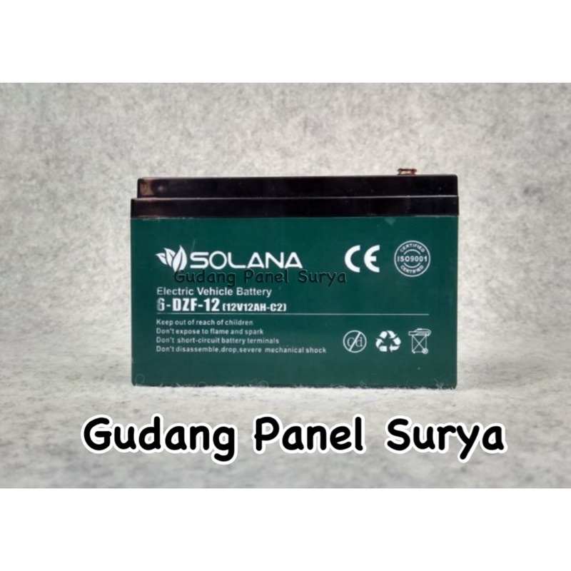 Battery Aki Baterai Accu SOLANA 12V 12AH (12V12AH-C2) Aki Sepeda Listrik