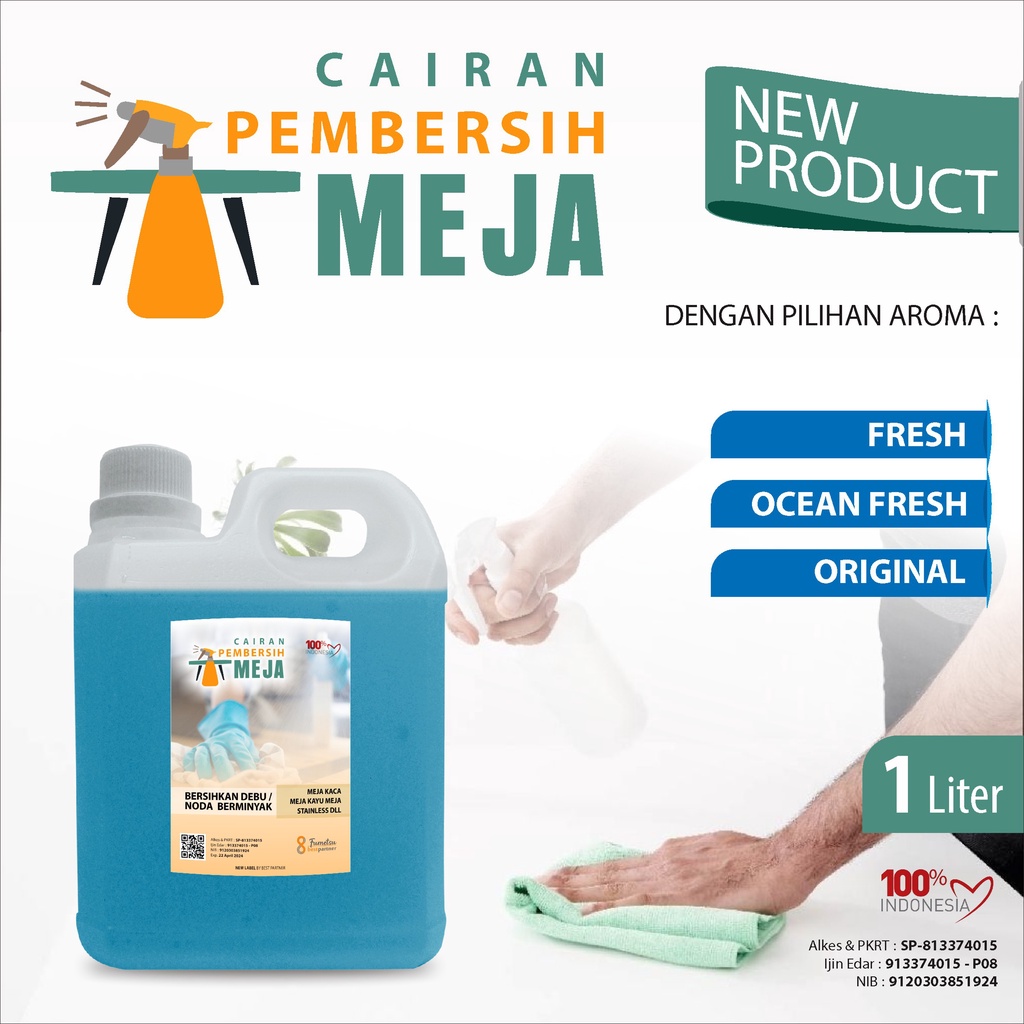 Cairan Pembersih Meja Antiseptic Aroma Wangi Segar Anti Amis 1 LIter Jerigen Free + bubble wrap