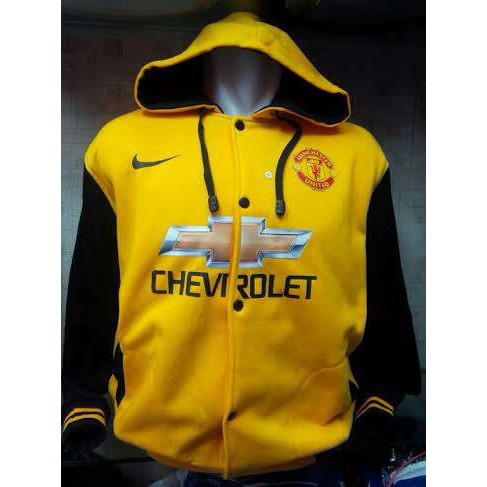 PREMIUM Jaket Sweater Hoodie Kancing Manchester United Kuning hitam TERLARIS