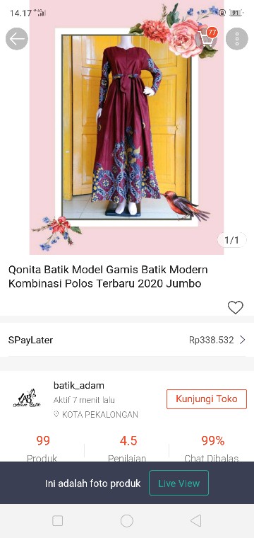 Qonita Batik Model Gamis Batik Modern Kombinasi Polos Terbaru 2020 Jumbo Pekalongan Jawa Aceh Jogja