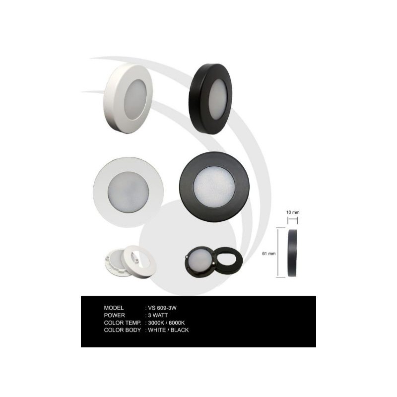 Lampu Lemari Kitchen Set Downlight Tempel 3W 3 Watt