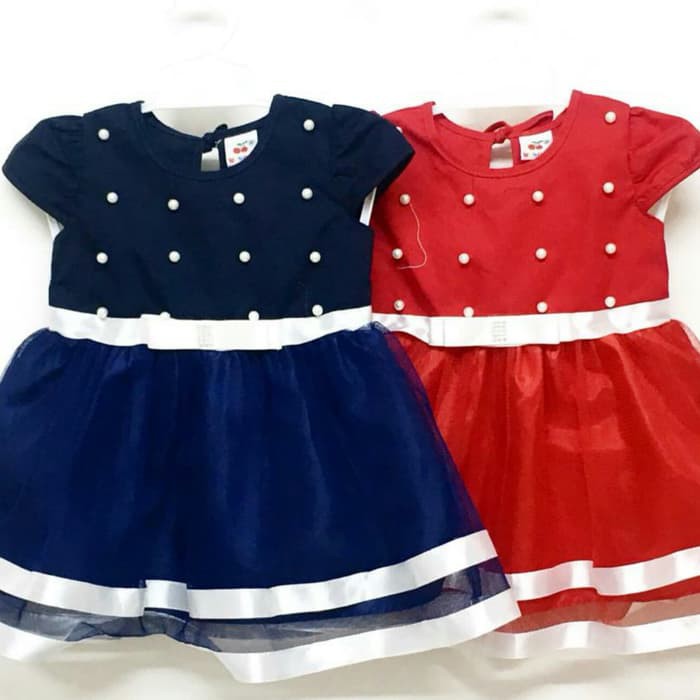 Baju Dress Pesta Anak Bayi Perempuan Manik-Manik