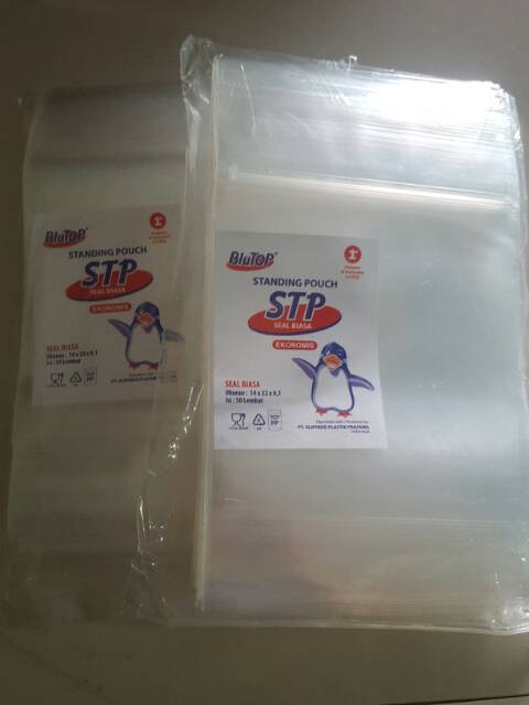 Plastik Kemasan Berdiri Standing Pounch Zip Lock 14x22cm isi 50lbr Seal Biasa