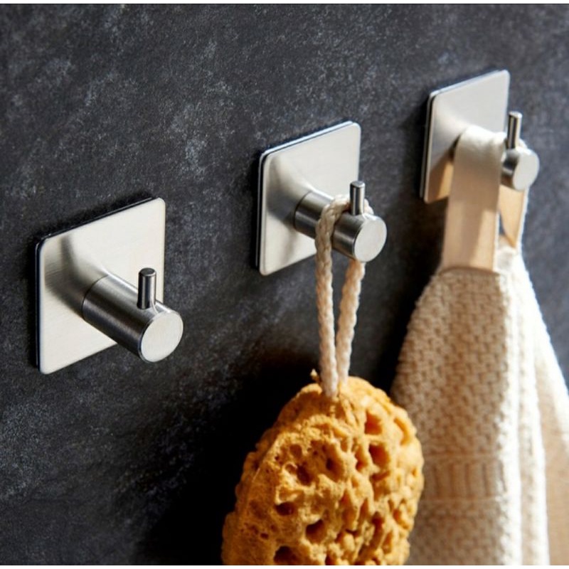 Gantungan Baju Stainless Tebal Tempel 3M Hook Hanger