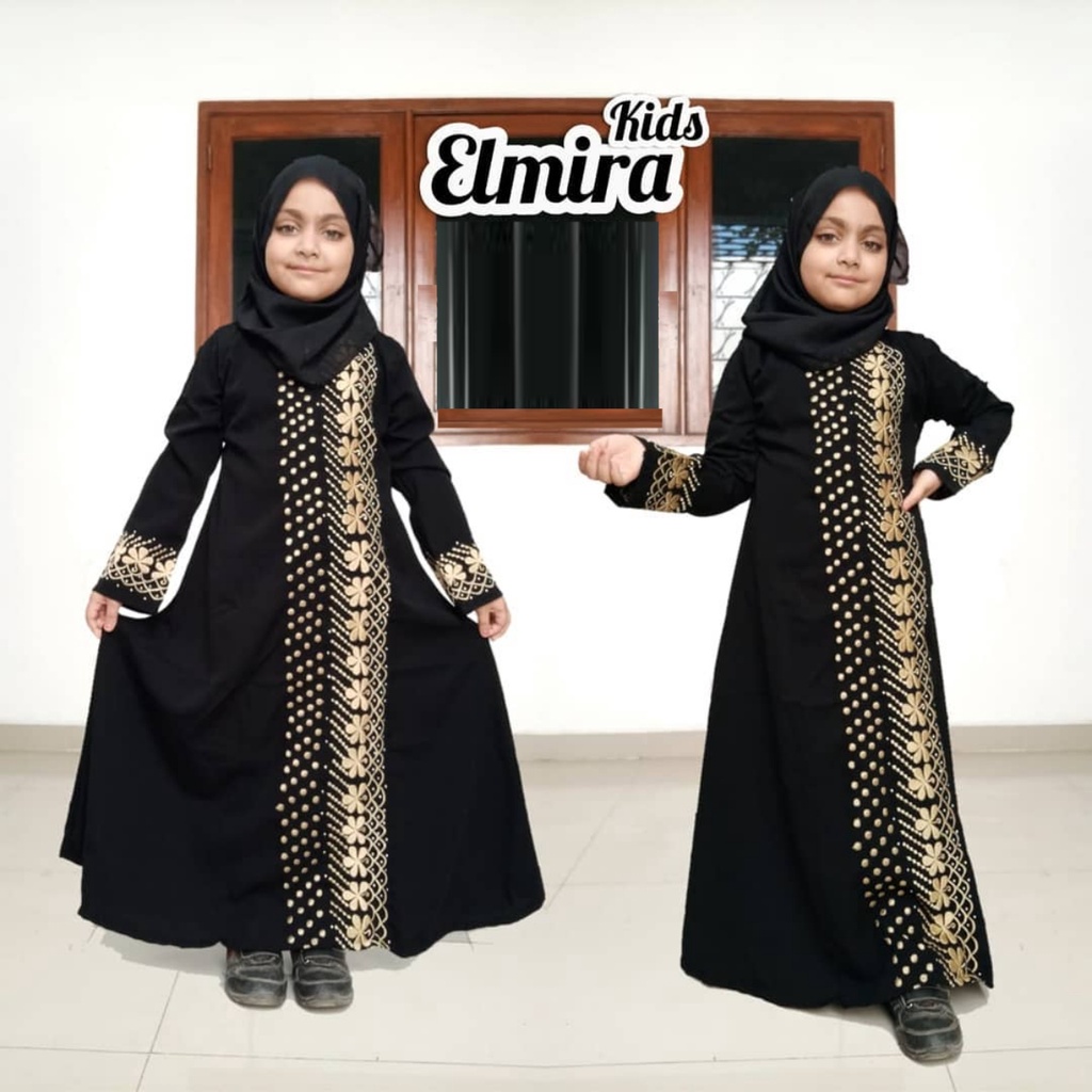 YM deFashion Gamis Anak Abaya Turkey Jetblack Elmira Kids / Pakaian Muslim Anak / Dress Muslimah Ana