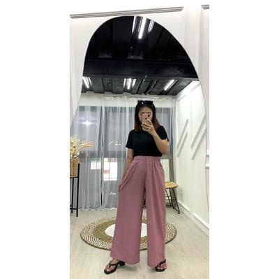 Bora kulot pants - celana kulot hightwaist linen crinkle