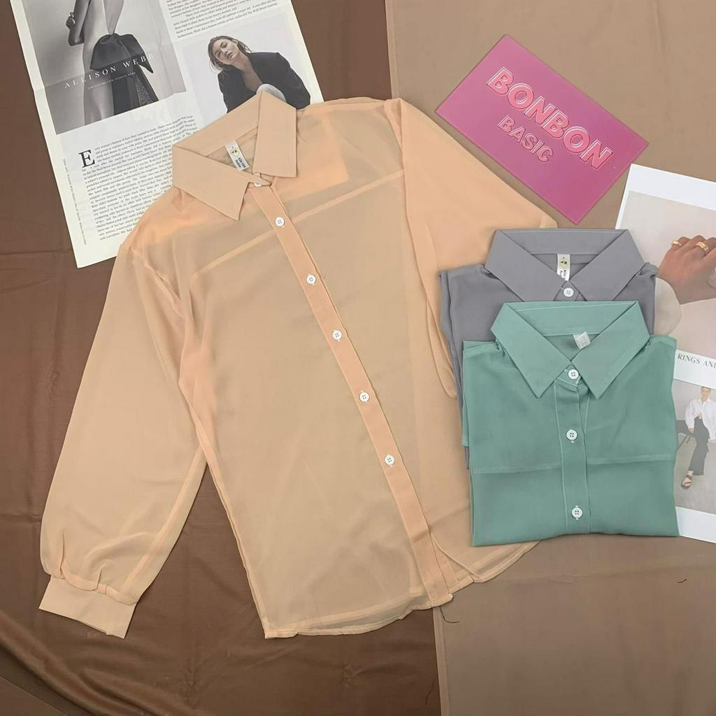 Kemeja Sifon I Kemeja Transparan I Kemeja Sifon Wanita I Kemeja Sifon Lengan Panjang I