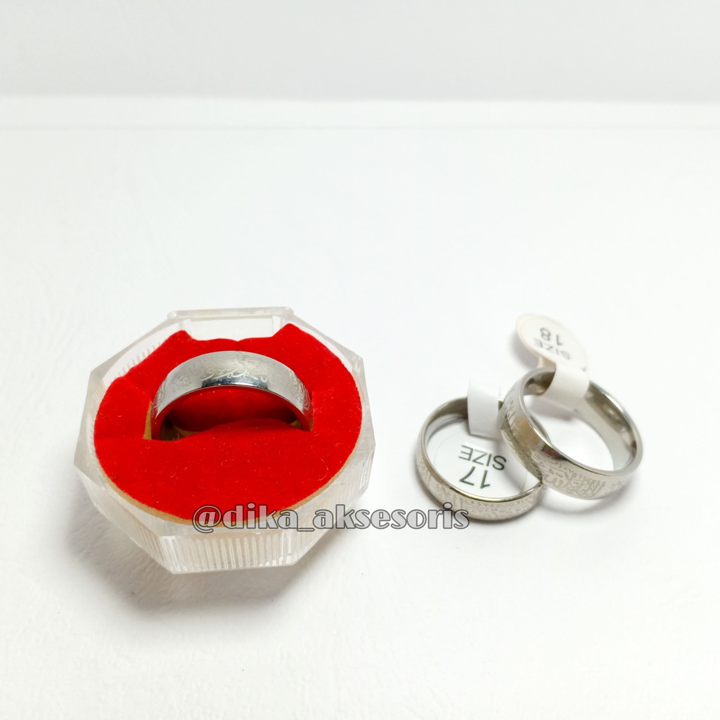 Dika Acc. Cincin Couple, Cincin Kalimat Tauhid Lafadz Islami Religius Silver Perak - Cincin Titanium