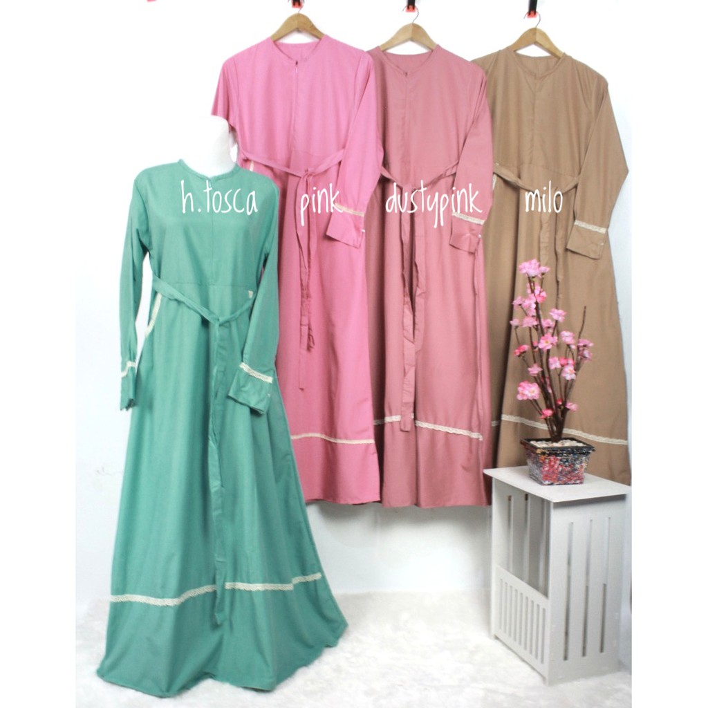 Almira TOYOBO  Casual gamis muslim outfit polos muslim baju busana wanita pakaian remaja simple adem