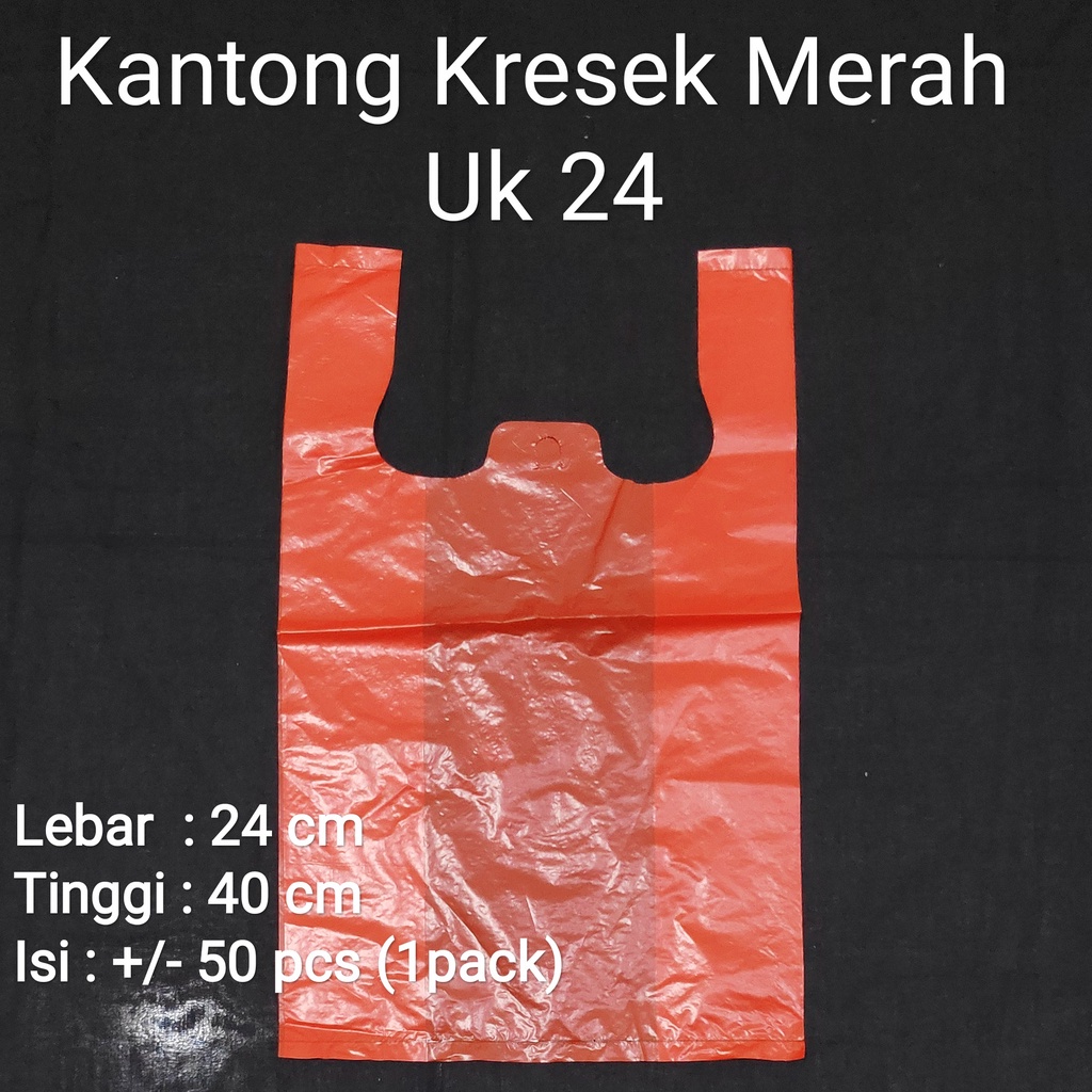 Khusus GOSEND/GRAB | Kantong Kresek Merah (semua Ukuran) Kantong Plastik Merah UK 17-24-28-35-40-50