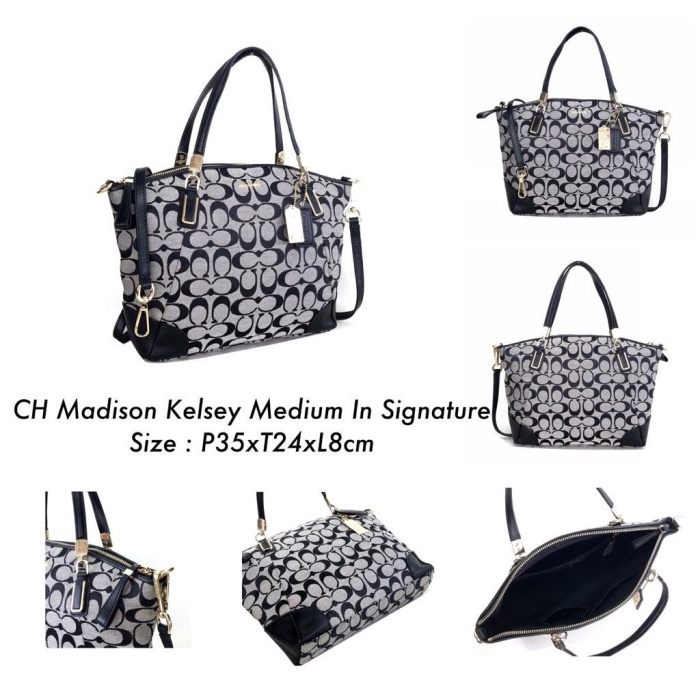 {suhadistore} COACH Madison Kelsey Medium In Signature BLACK Limited
