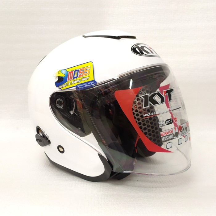 Jual Helm KYT Kyoto Solid White Putih Polos Halfface Original