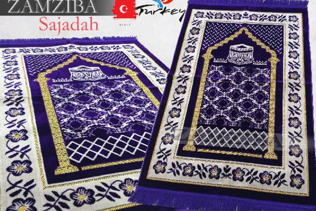 Sajadah Turki Turkiye Ukuran Dewasa Tebal Halus 70x110cm Sejadah Turkey Terbaru Perlengkapan Shalat Pakain Muslim Zamziba