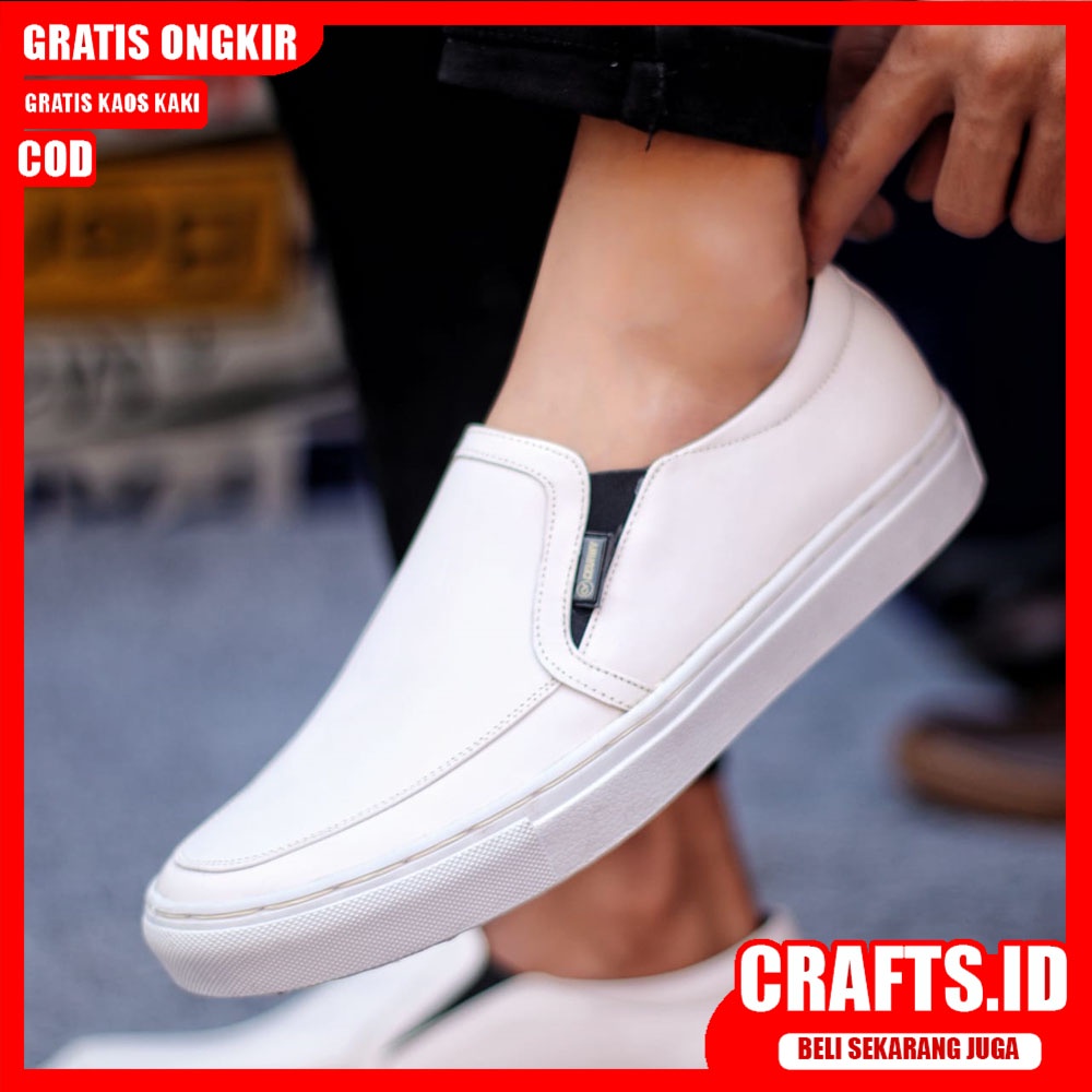 CRAFTS X MANJI Sepatu Slip On Pria Kulit Asli Sepatu Pantofel Pria Kerja Sepatu Pria Casual Kerja Sepatu Kasual Cowok/Cowo Santai Gaya Keren Kekinian AntiSlip Slop Kekinian Murah Terlaris