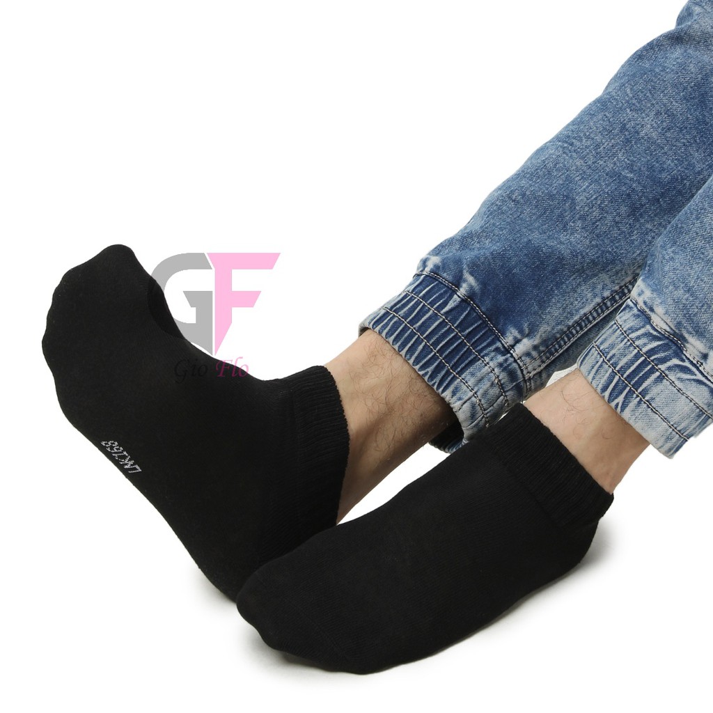 GIOFLO Kaos Kaki Pendek Polos Unisex Hitam / SOC 152