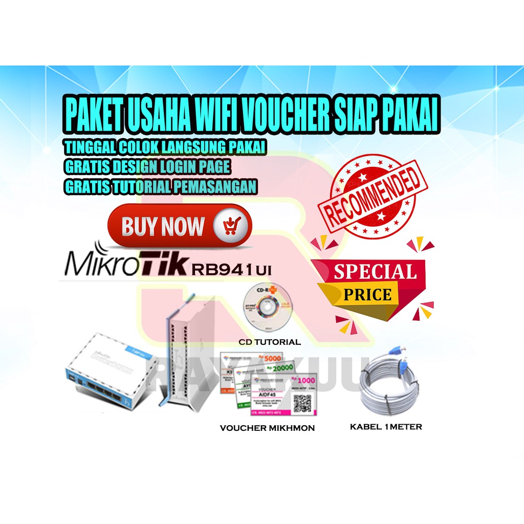 Mikrotik Rb941ui-2Nd Paket Usaha Wifi Voucheran Full setting Siap Pakai