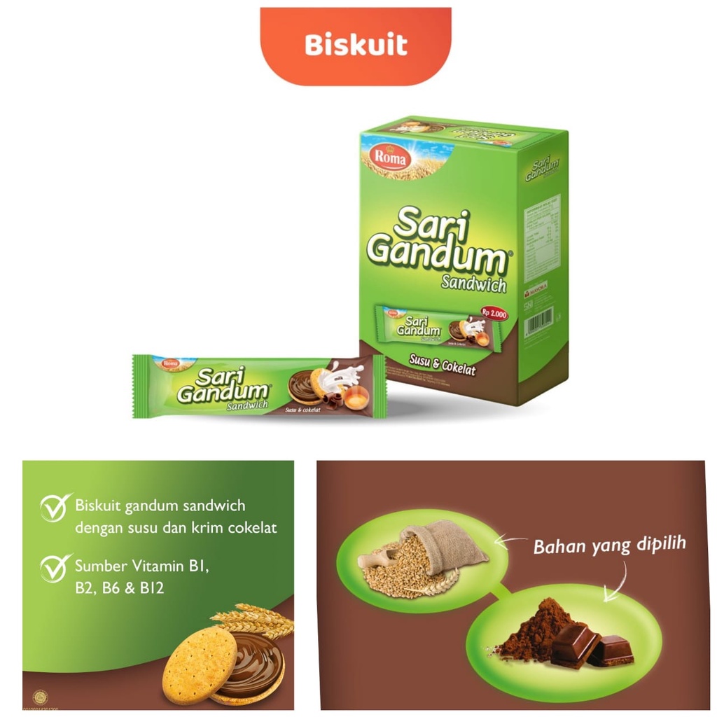 SB Collection Biskuit Roma sari gandum sandwich ( 12pcs X 38.5g)